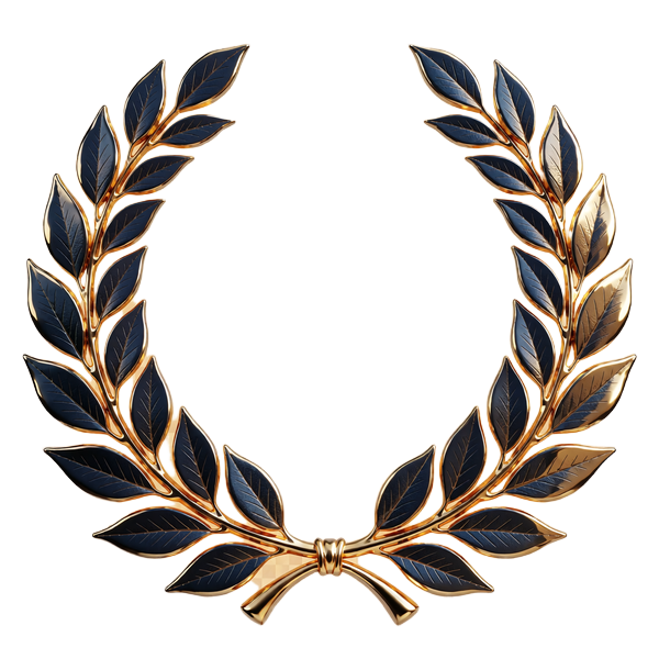 &Aring;ben laurb&aelig;rkrans i blankt guld - symbol for tredje indbetaling i Goldbet-velkomstpakken